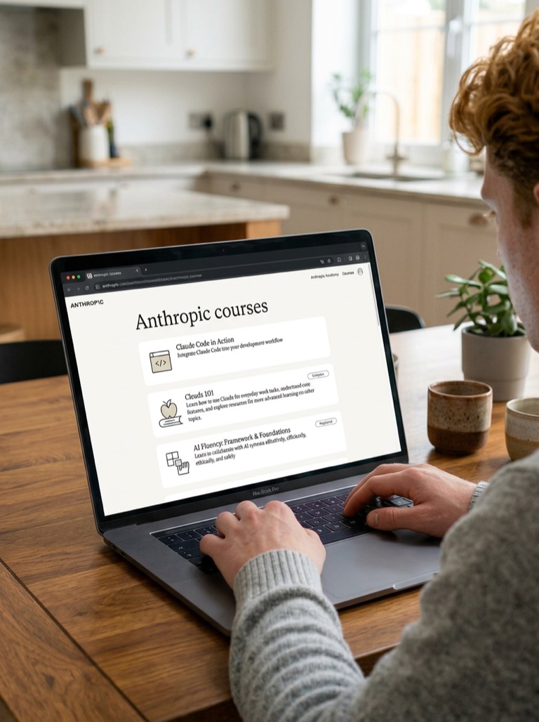 Robin Broers working on Anthropic's AI courses